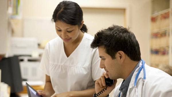 Doctor and a nurse in a lab